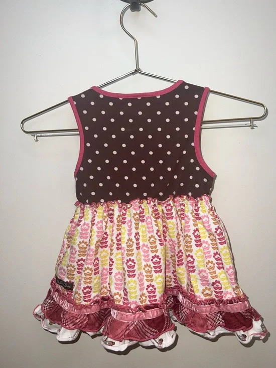 Matilda Jane Full Bloom Sara Top Dress Size 4 Polka Dot Floral Ruffle Boutique - Picture 2 of 9